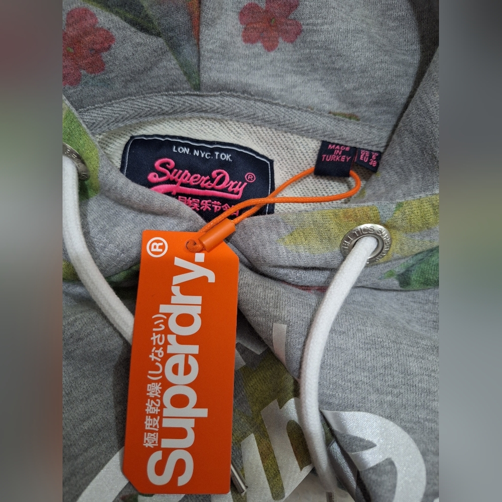 NWT Superdry And Co Vintage Logo Photo Tropical Floral Hoodie Sweatshirt - Picture 8 of 12